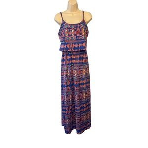 Everly Multi-color Maxi Dress Open Back Adjustable Spaghetti Straps Small